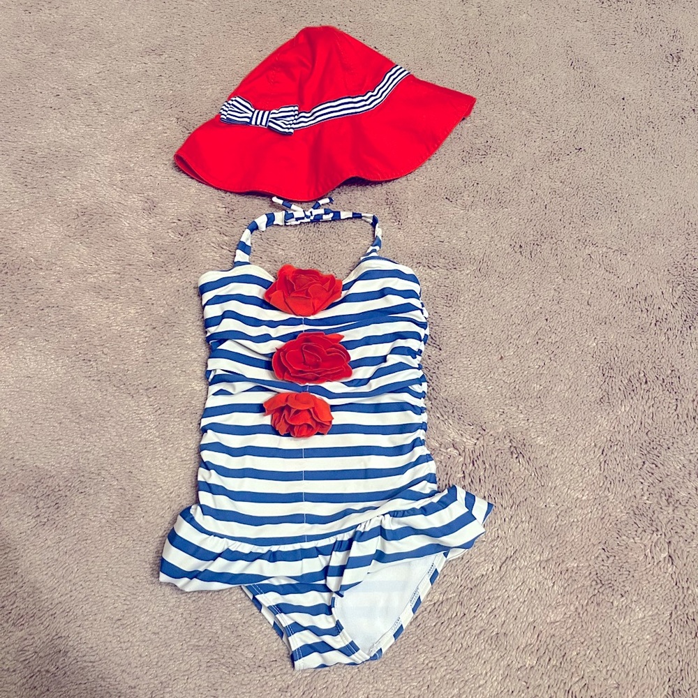 Janie and Jack swimsuit and hat 3t